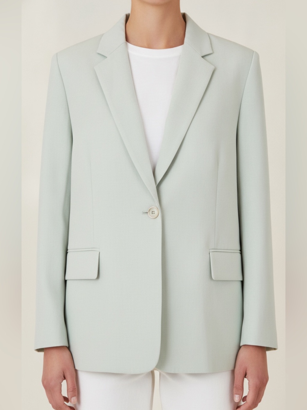 Topshop Womens Oversized Blazer Sz 10 Beige With Tint Of Green Inside Pocket